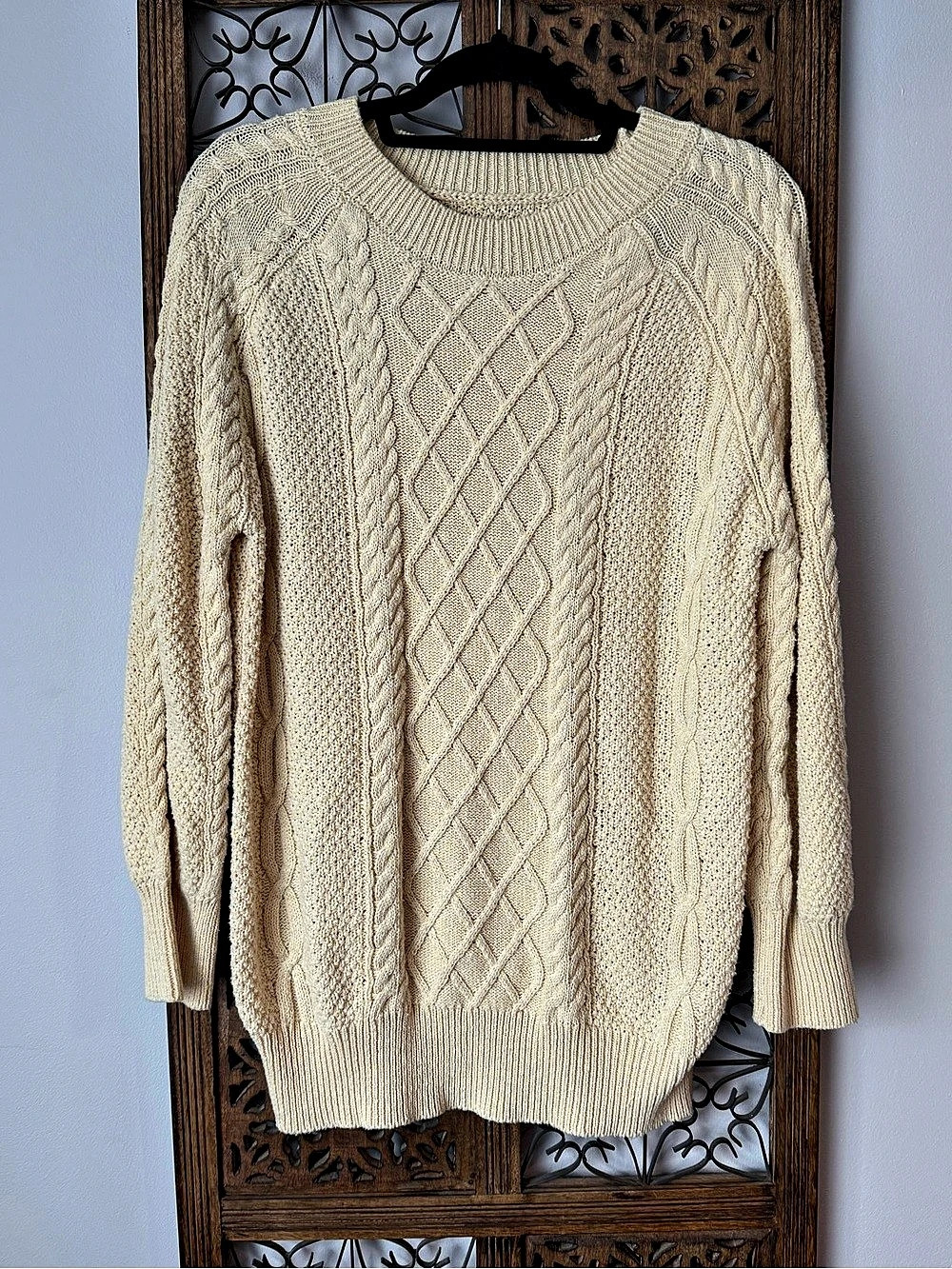 Cable Knit Sweater Light Yellow Size Medium